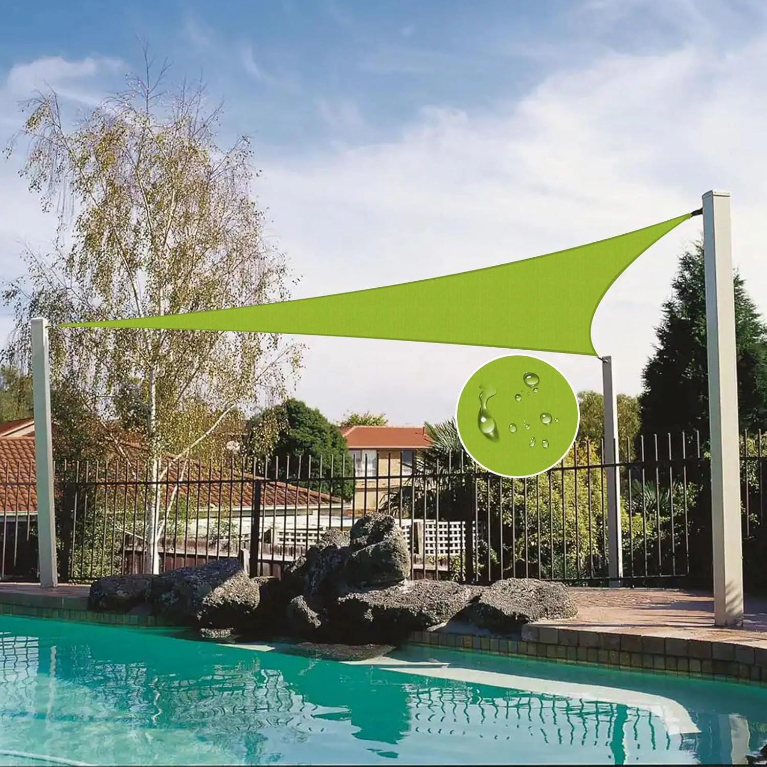 Shade Sail Waterproof Triangle Green 12'x12'x12' Sun Shade 95% UV Block for Outdoor Patio and Garden Yard Activities