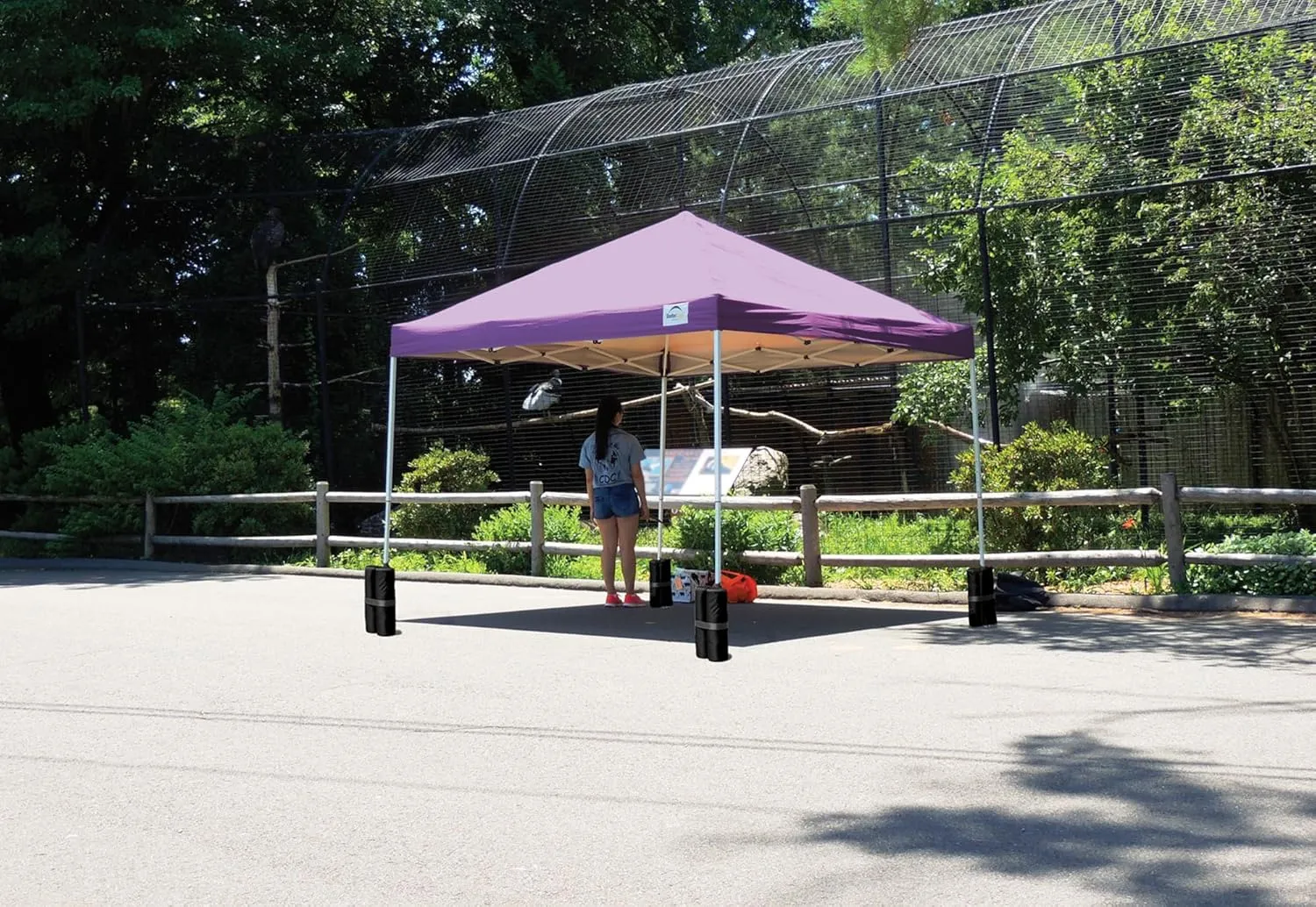 ShelterLogic Easy Set-Up Straight Leg 50  UPF Protection Pop-Up Canopy with Roller Storage Bag for The Beach, Park, Tailgating, and Other Outdoor Activities