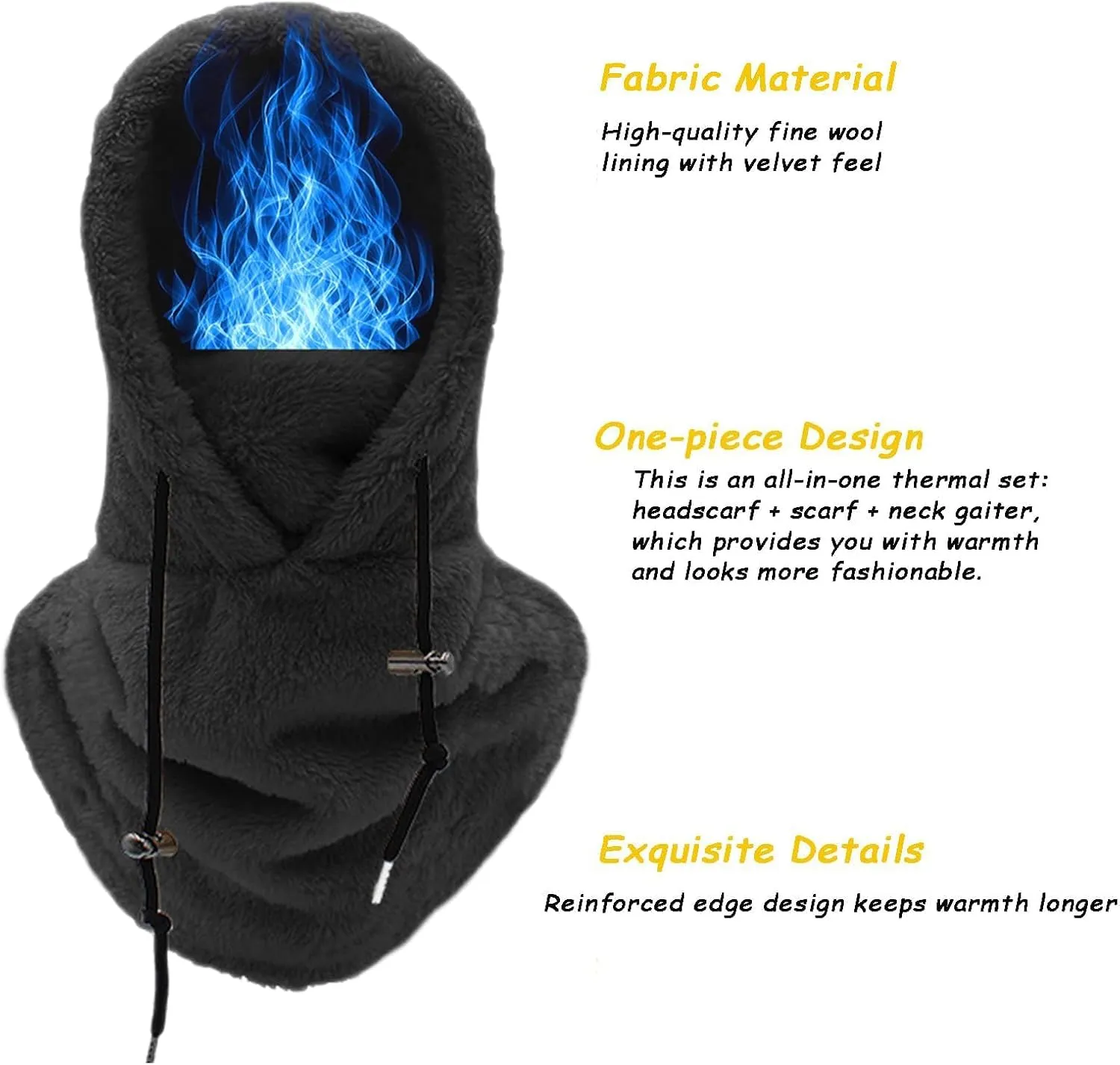 Sherpa Hood Ski Helmet,Sherpa Hood Ski Mask,Sherpa Ski Mask,Sherpa Ski Hood,Windproof Adjustable Fleece Ski Mask