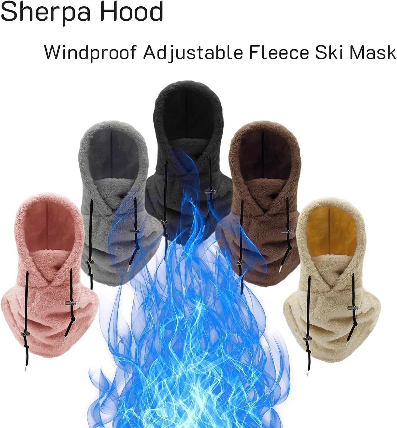 Sherpa Hood Ski Helmet,Sherpa Hood Ski Mask,Sherpa Ski Mask,Sherpa Ski Hood,Windproof Adjustable Fleece Ski Mask