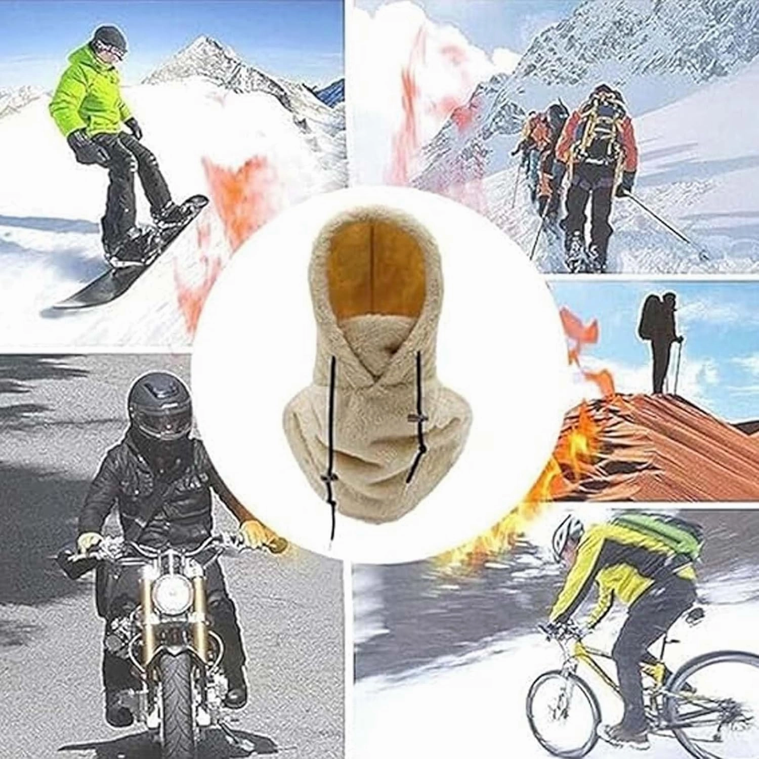 Sherpa Hood, Sherpa Hood Ski Mask, Arctic Velvet Balaclava, Winter Outdoor Multi-Purpose Face Mask Sports Balaclavas