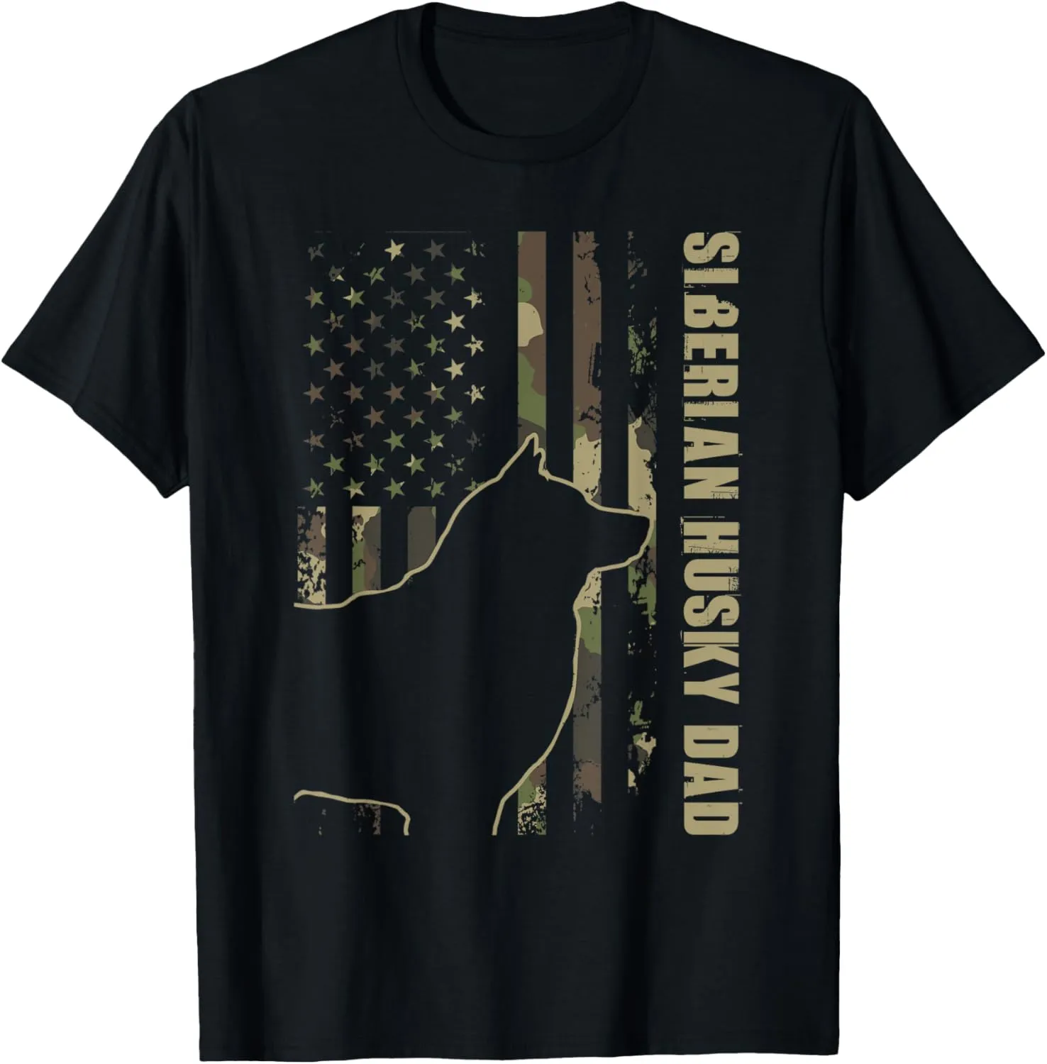 Siberian Husky Dad - Patriotic USA Dog Lover Pet Trainer T-Shirt