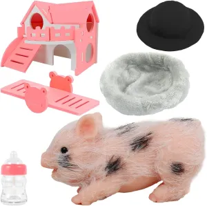Silicone Mini Animals Pig Set, 5 Inch Toys for Girls & Boys, Realistic Cute Baby Piggy Doll Soft Body, Item for Kids, Her, Birthday, Christmas Stocking Stuffers