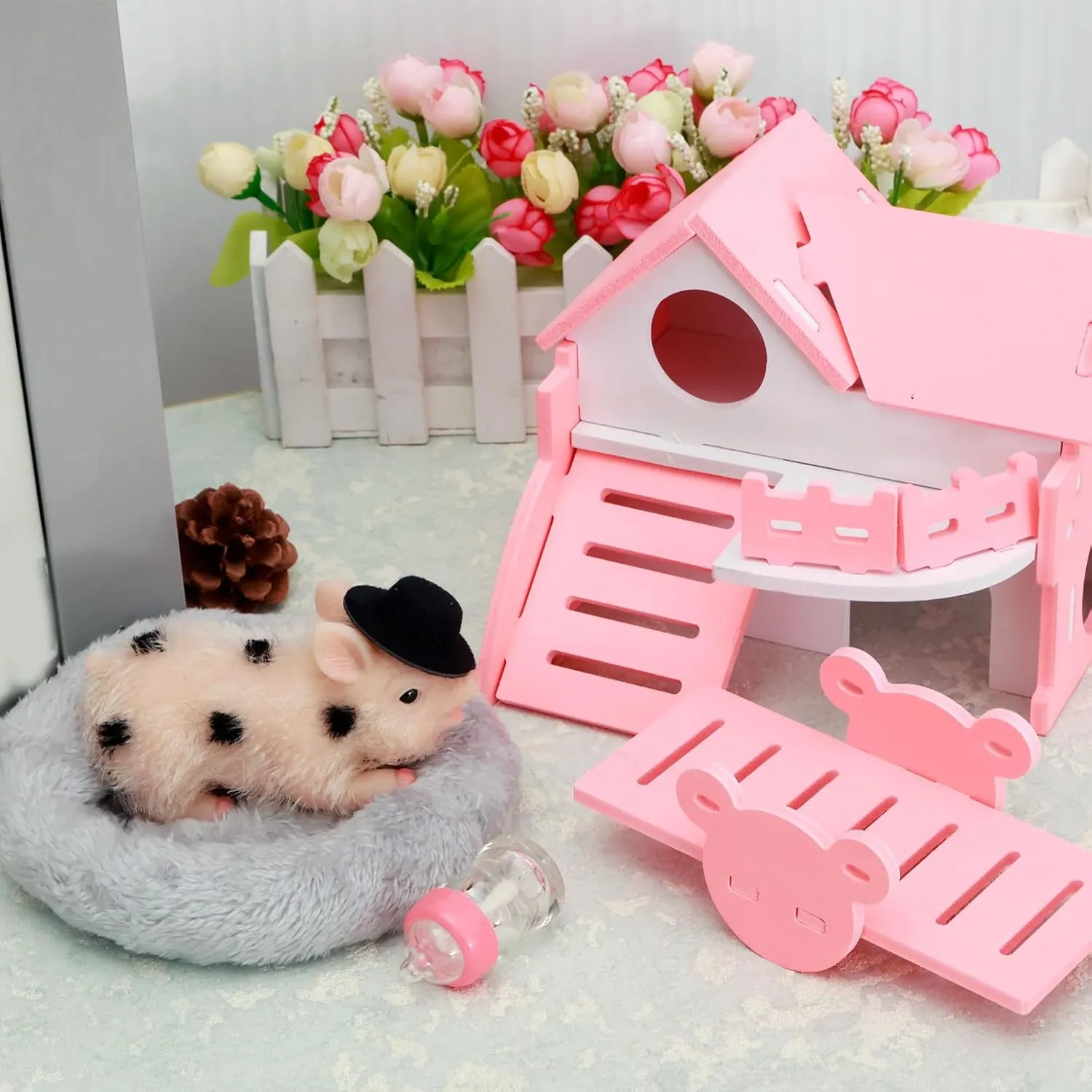 Silicone Mini Animals Pig Set, 5 Inch Toys for Girls & Boys, Realistic Cute Baby Piggy Doll Soft Body, Item for Kids, Her, Birthday, Christmas Stocking Stuffers
