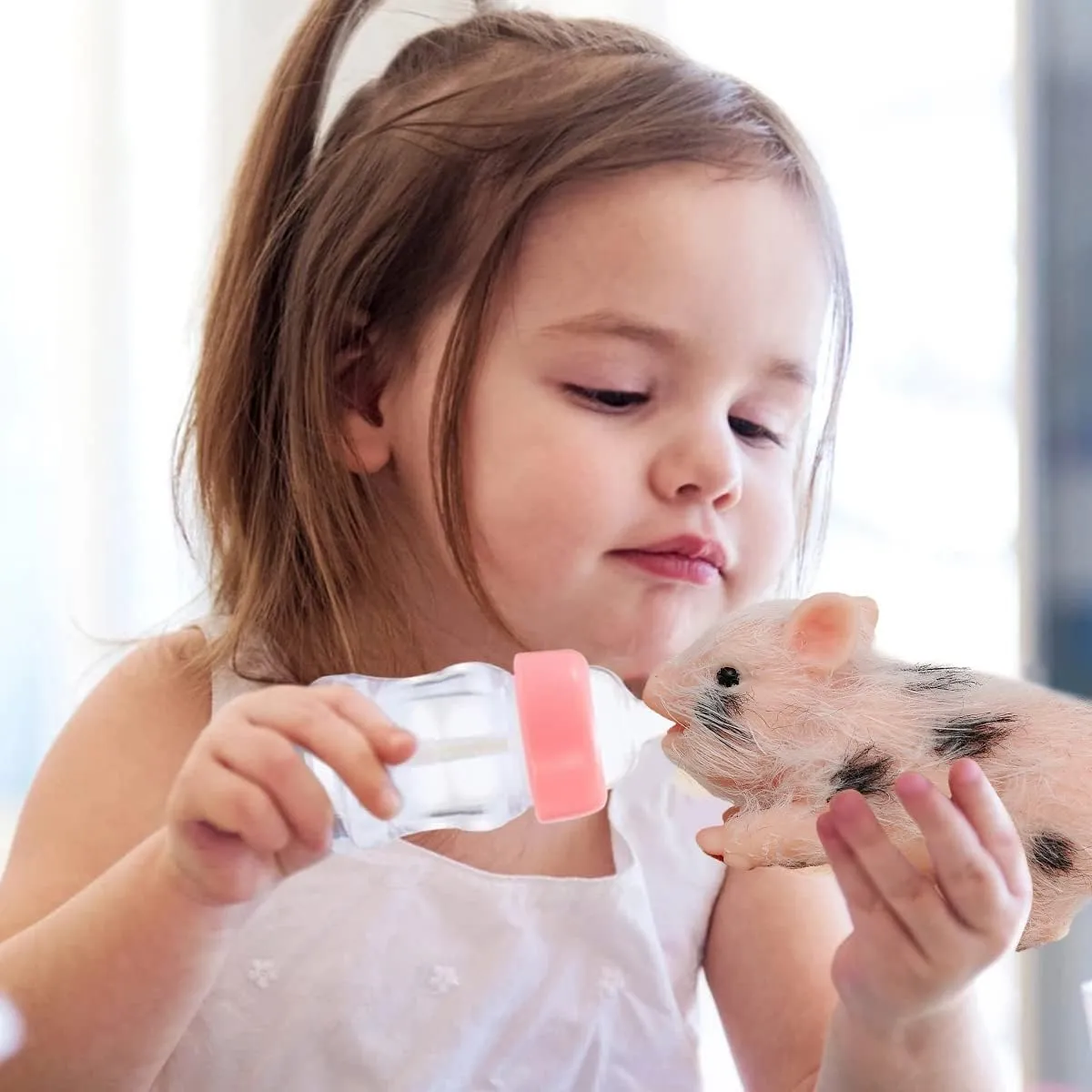 Silicone Mini Animals Pig Set, 5 Inch Toys for Girls & Boys, Realistic Cute Baby Piggy Doll Soft Body, Item for Kids, Her, Birthday, Christmas Stocking Stuffers