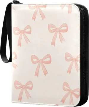 Simple Bows Card Binder 4 Pocket Trading Card Album Fits 400 Sports/Game Cards, PU Cover 3 Ring Card Collection with 50 Removable Sleeves