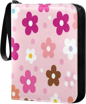 Simple Little Flowers Collectible Trading Card Albums, Waterproof PU Card Collection Binder Fits 400 Cards with Removable Sleeves for Baseball Card, Football Card