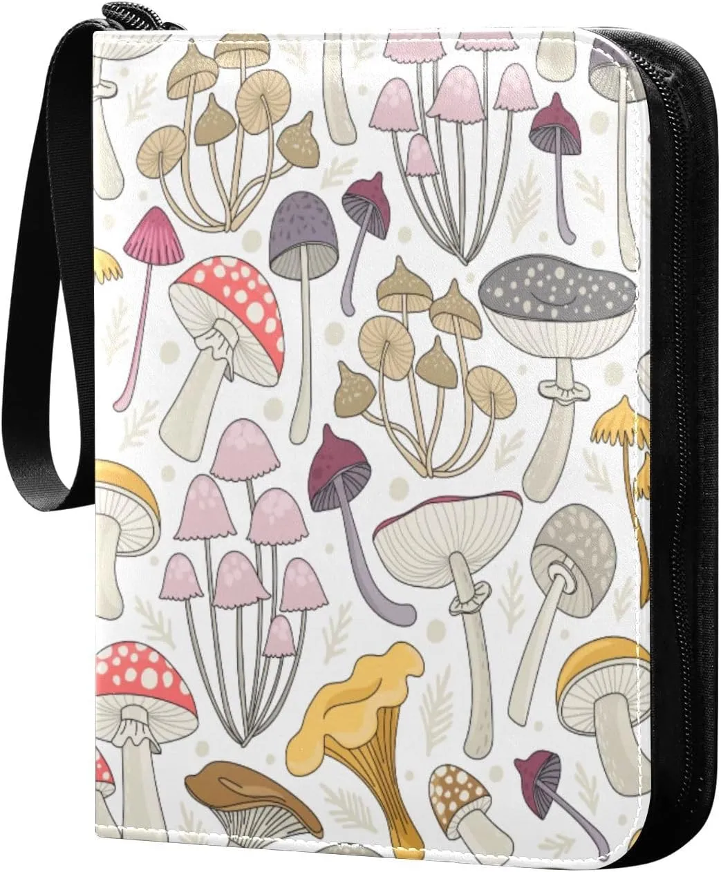 Simple Mushrooms Card Binder 4 Pocket Trading Card Album Fits 400 Sports/Game Cards, PU Cover 3 Ring Card Collection with 50 Removable Sleeves