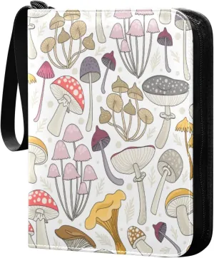 Simple Mushrooms Card Binder 4 Pocket Trading Card Album Fits 400 Sports/Game Cards, PU Cover 3 Ring Card Collection with 50 Removable Sleeves
