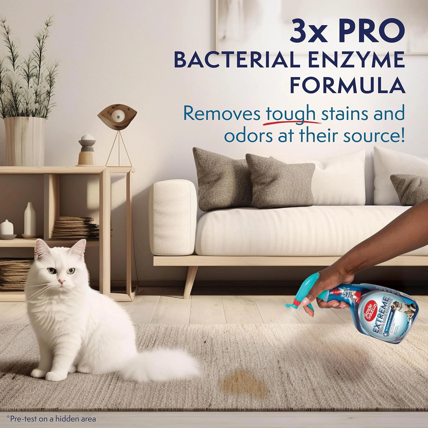 Simple Solution Extreme Pet Stain and Odor Eliminator Spray, Pee Stain Remover, Enzyme Cleaner, 3X Pro-Bacteria Cleaning Power, Dog Odor Remover, 32 oz and Gallon
