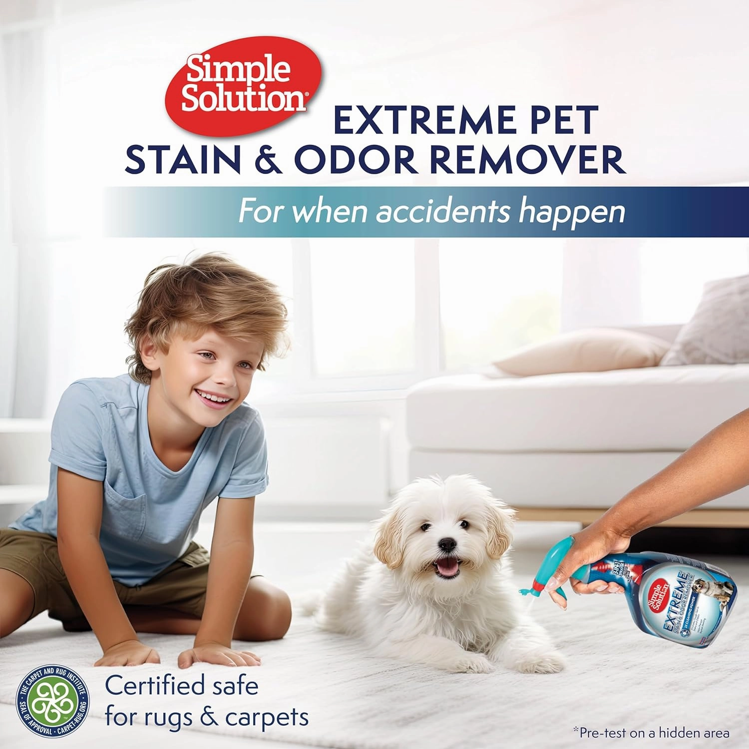 Simple Solution Extreme Pet Stain and Odor Eliminator Spray, Pee Stain Remover, Enzyme Cleaner, 3X Pro-Bacteria Cleaning Power, Dog Odor Remover, 32 oz and Gallon