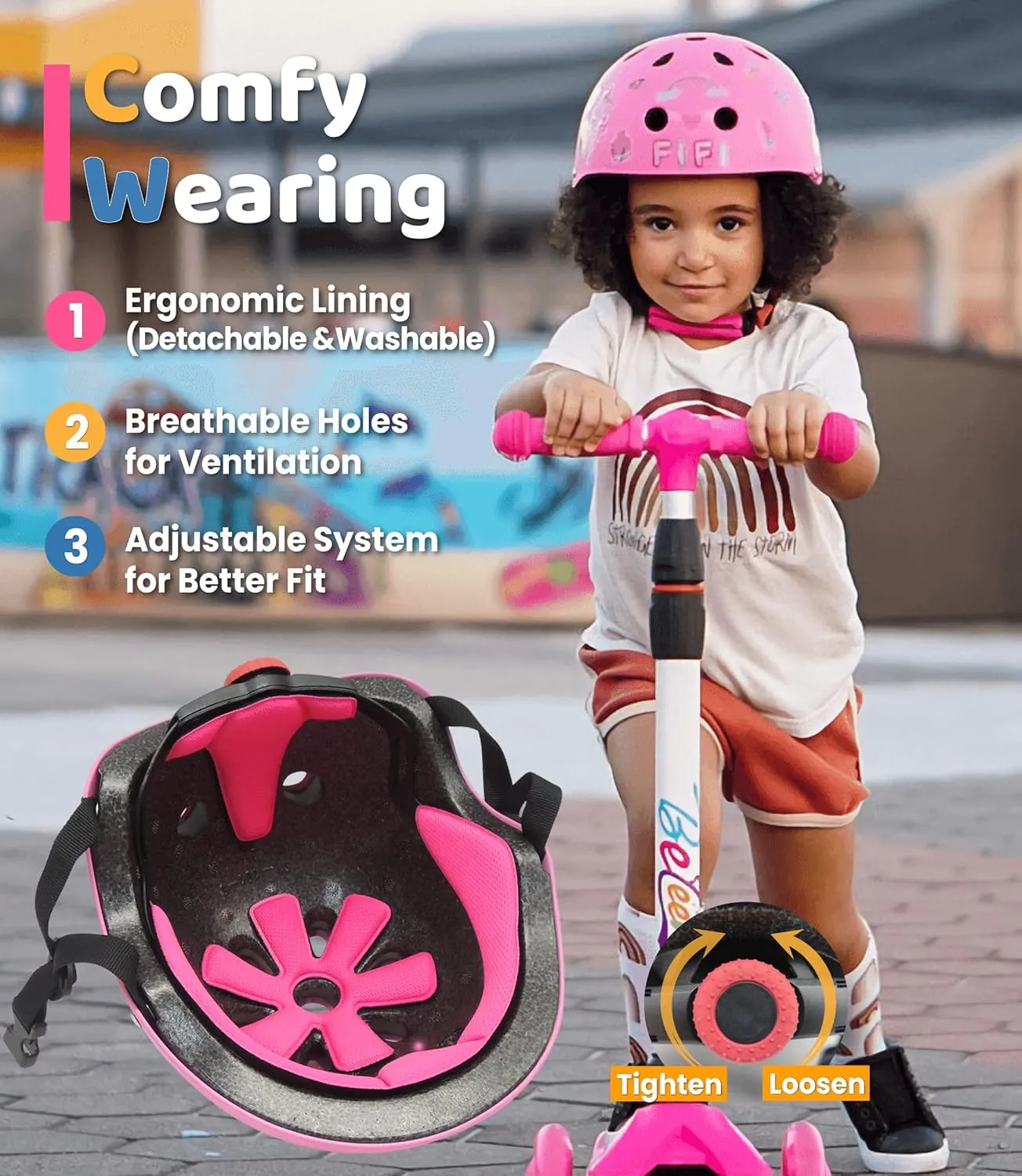 Simply Kids Bike Helmet with DIY Stickers, CPSC & CE Certified - Toddler Helmet for Skateboard Roller-Skating Bicycle Scooter