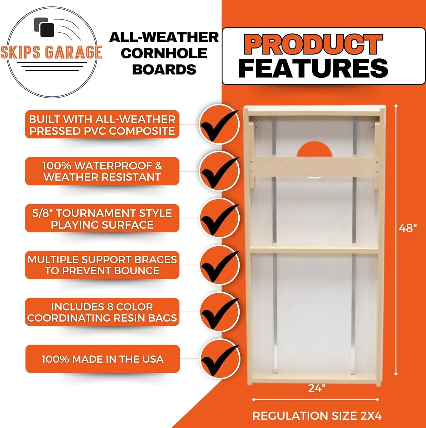 Skip's Garage Arizona Flag 2.0 All-Weather Cornhole Board Set - Regulation 2x4 (24" x 48") - Weatherproof - Waterproof - CVC Composite - Durable - Long Lasting