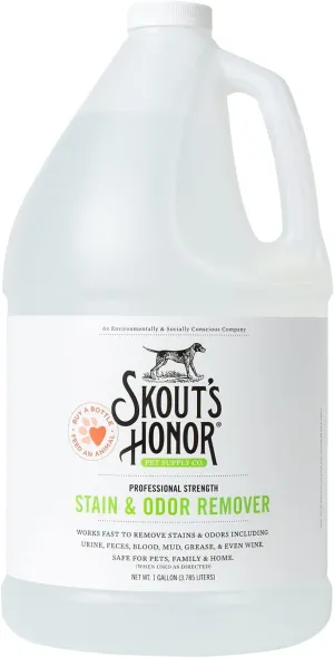 SKOUT'S HONOR Pet Stain and Odor Remover - Powerful Cleaner for Dog Urine, sweat, and other messes, Destroys and Removes Odor and Stain Molecules, Eco-Friendly Formula for Carpets and Home, 128oz