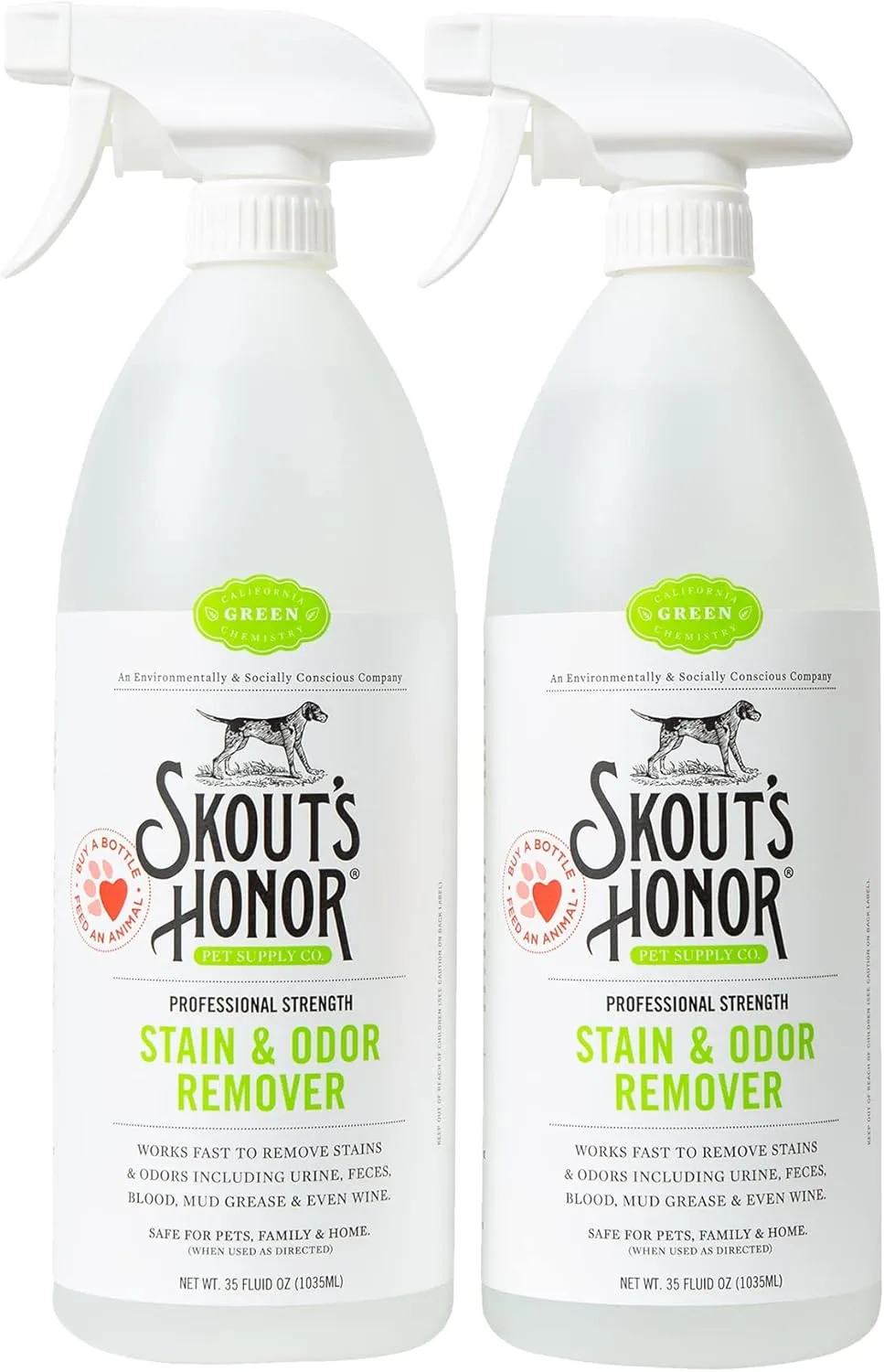 SKOUT'S HONOR Pet Stain and Odor Remover - Powerful Cleaner for Dog Urine, sweat, and other messes, Destroys and Removes Odor and Stain Molecules, Eco-Friendly Formula for Carpets and Home, 35oz