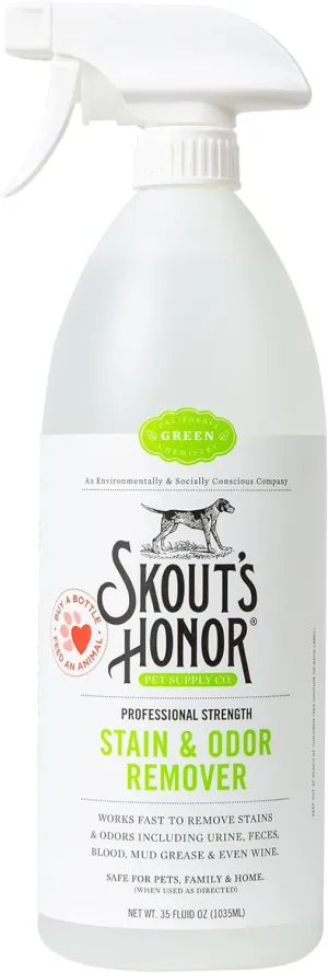 SKOUT'S HONOR Pet Stain and Odor Remover - Powerful Cleaner for Dog Urine, sweat, and other messes, Destroys and Removes Odor and Stain Molecules, Eco-Friendly Formula for Carpets and Home, 35oz