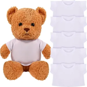 Skylety 6 Pcs Bear Clothes Basic Tee Shirt Classic Stuffed T Shirt Plush Bear Crew Neck for Stuffed Bears Doll with 14 - 18 Inch(White)