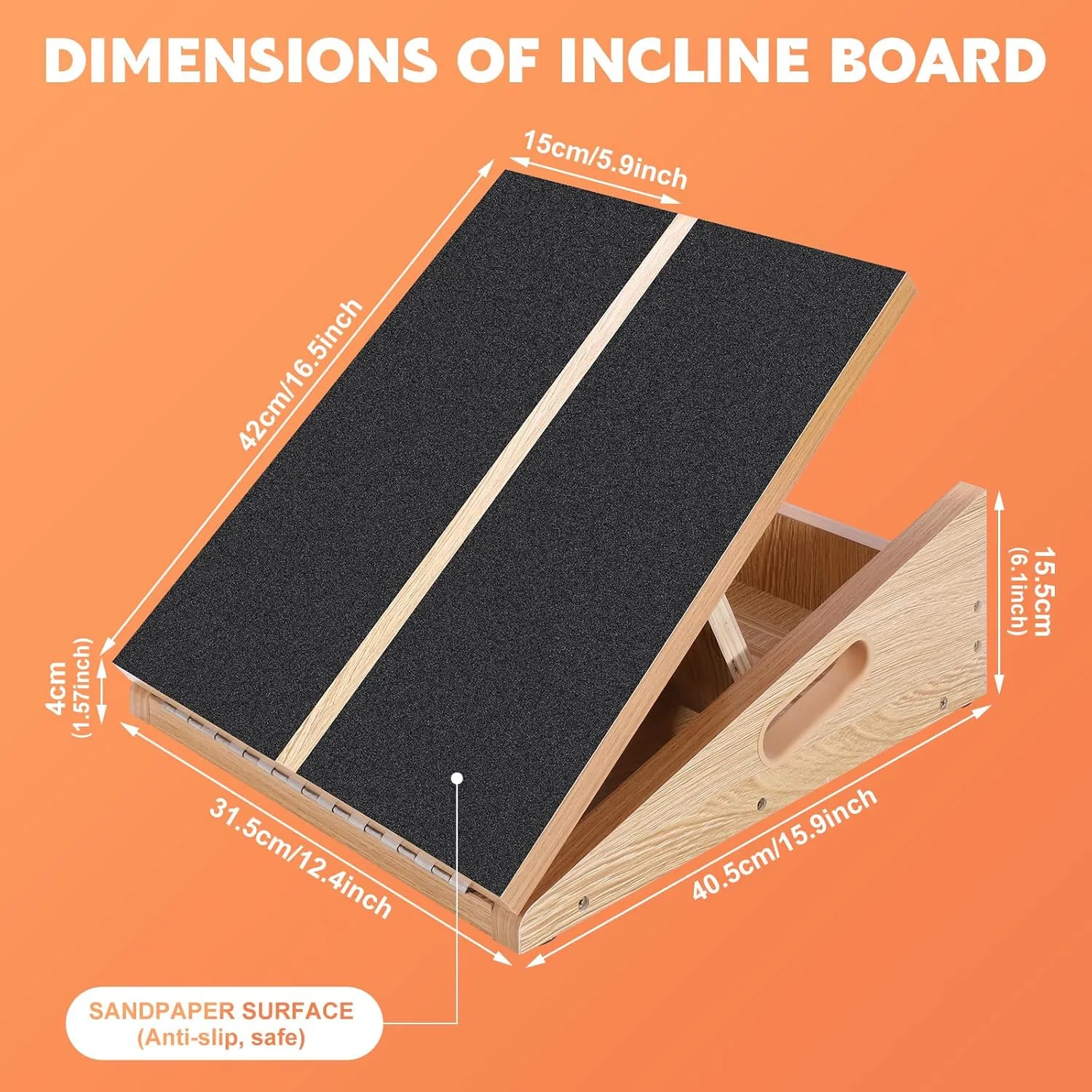 Slant Board for Calf Stretching, Adjustable Wooden Calf Stretcher Incline Board, Calf Stretch Board for Squats Leg Knees Heel Ankle Stretching