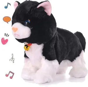 Smalody Interactive Plush Toys, Novelty Sound Control Mechanical Cat Electronic Pets Robot Cat Gift for Children (Black)