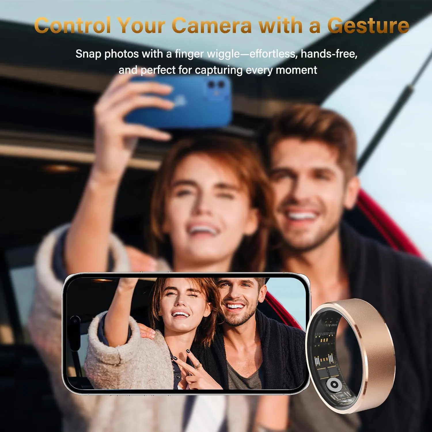 Smart Fitness Ring for Men & Women – Health & Activity Tracker with Heart Rate, Sleep Monitoring, Blood Oxygen, Motion Tracking, and Remote Camera Control, Waterproof & No Subscription Required