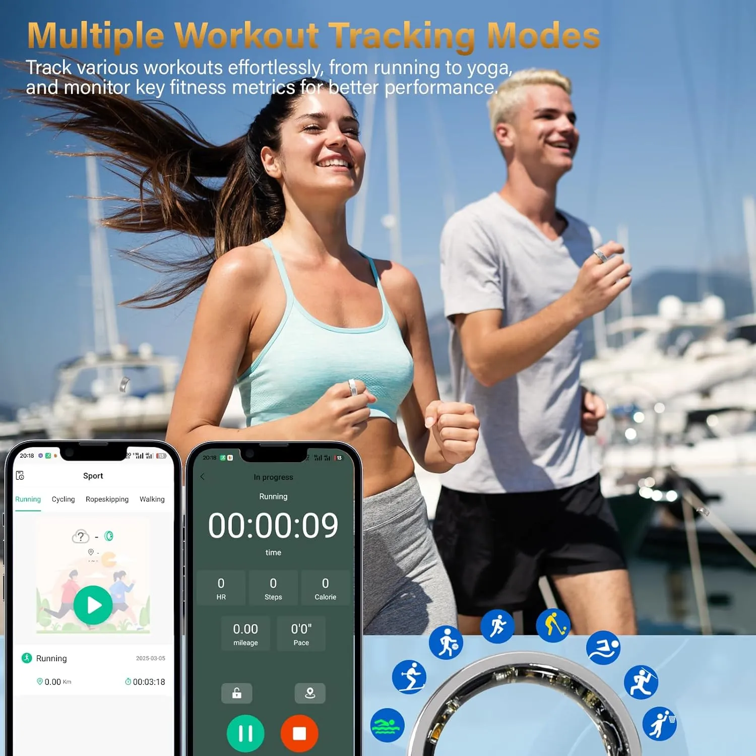 Smart Fitness Ring for Men & Women – Health & Activity Tracker with Heart Rate, Sleep Monitoring, Blood Oxygen, Motion Tracking, and Remote Camera Control, Waterproof & No Subscription Required