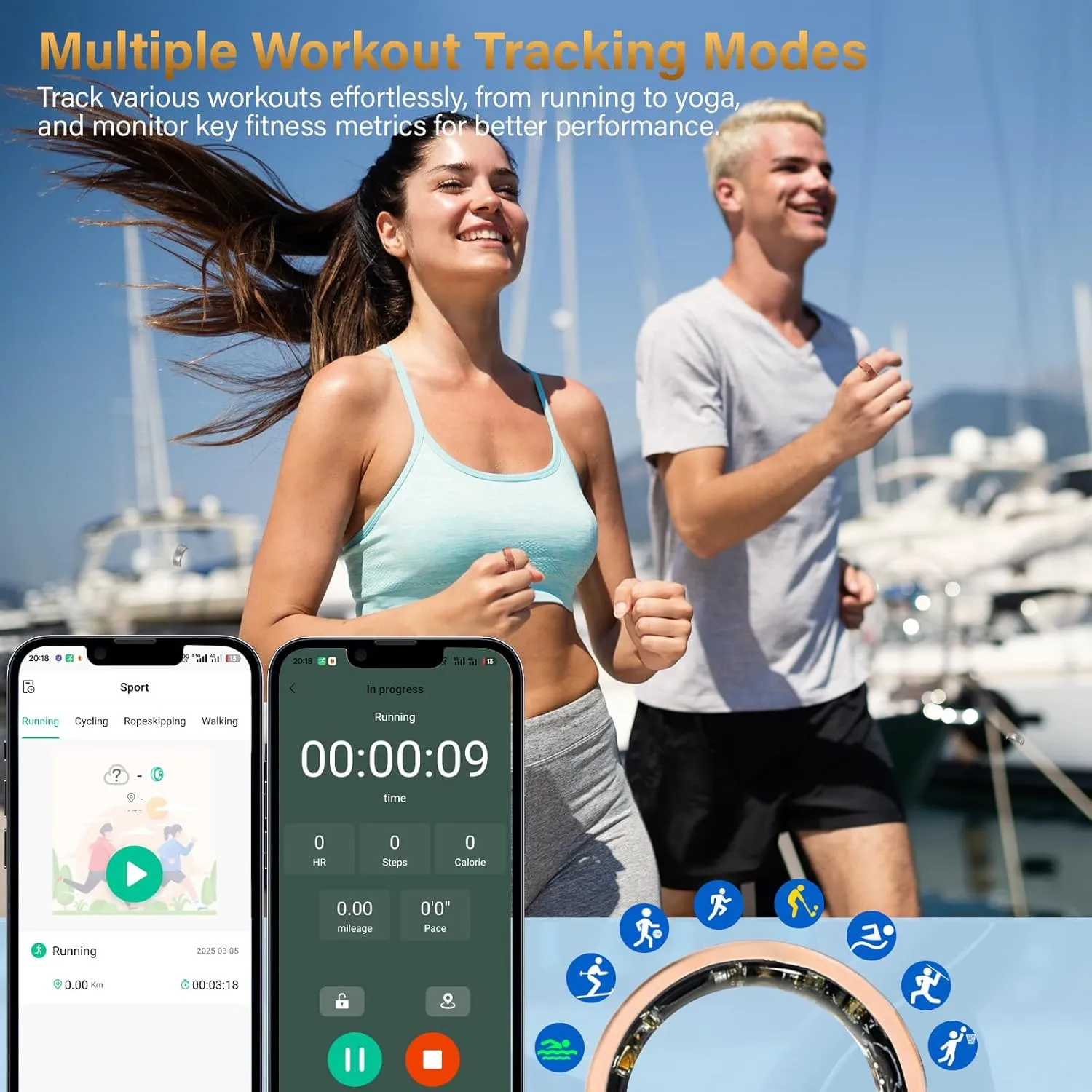 Smart Fitness Ring for Men & Women – Health & Activity Tracker with Heart Rate, Sleep Monitoring, Blood Oxygen, Motion Tracking, and Remote Camera Control, Waterproof & No Subscription Required