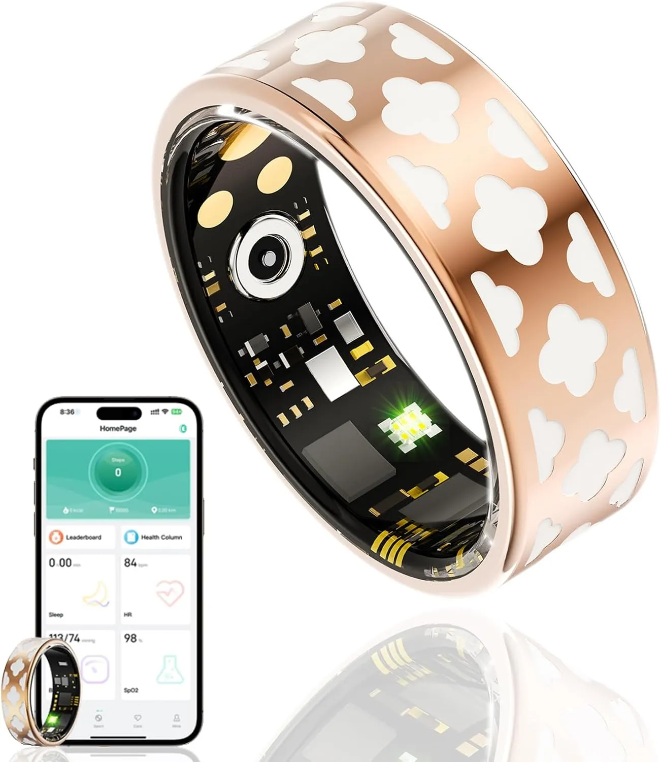 Smart Ring Health Tracker, Sleep Tracker Ring with Heart Rate, Waterproof Fitness Ring for Activity Monitoring/Steps/Distance/Calories, Air Gesture (11)