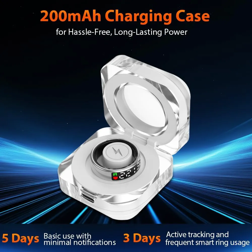 Smart Ring Health Tracker with LED Display Screen, IP68 Waterproof Fitness Tracker, Bluetooth Connection Health Ring Compatible with iOS/Android, Activity Tracker/Heart Rate/Blood Oxygen/Sleep/Step