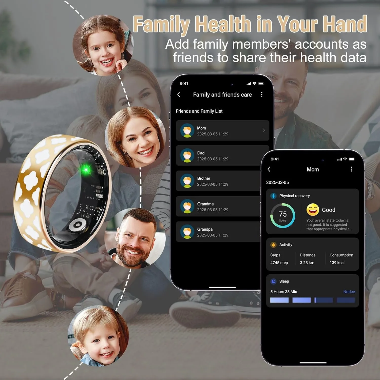Smart Rings Fitness Monitor Sleep Teacker for Women Men