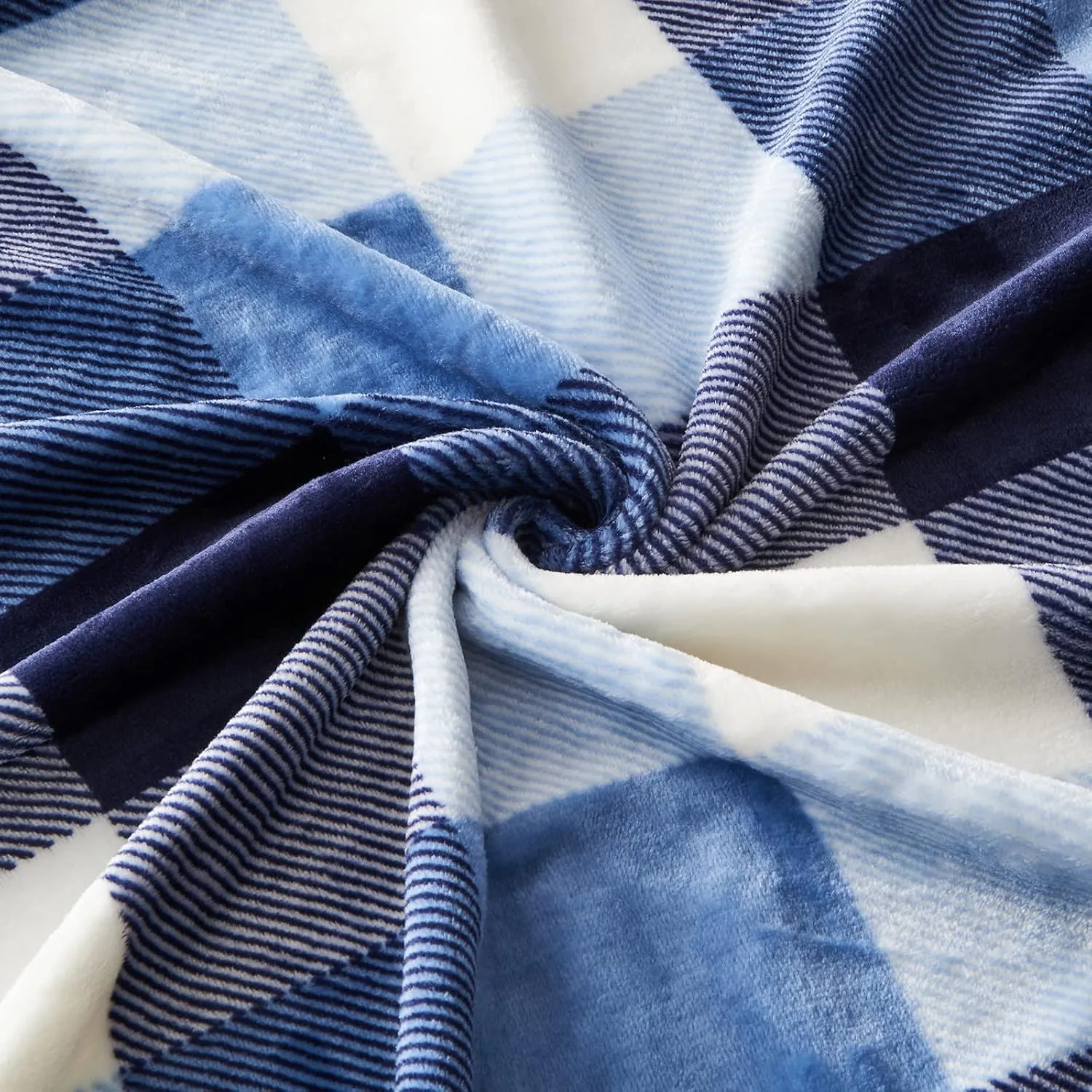 SOCHOW Buffalo Plaid Flannel Fleece Throw Blanket 50 x 60 Inches, Soft Lightweight Cozy All Season Blue/White Checkered Blanket for Bed, Couch, Car
