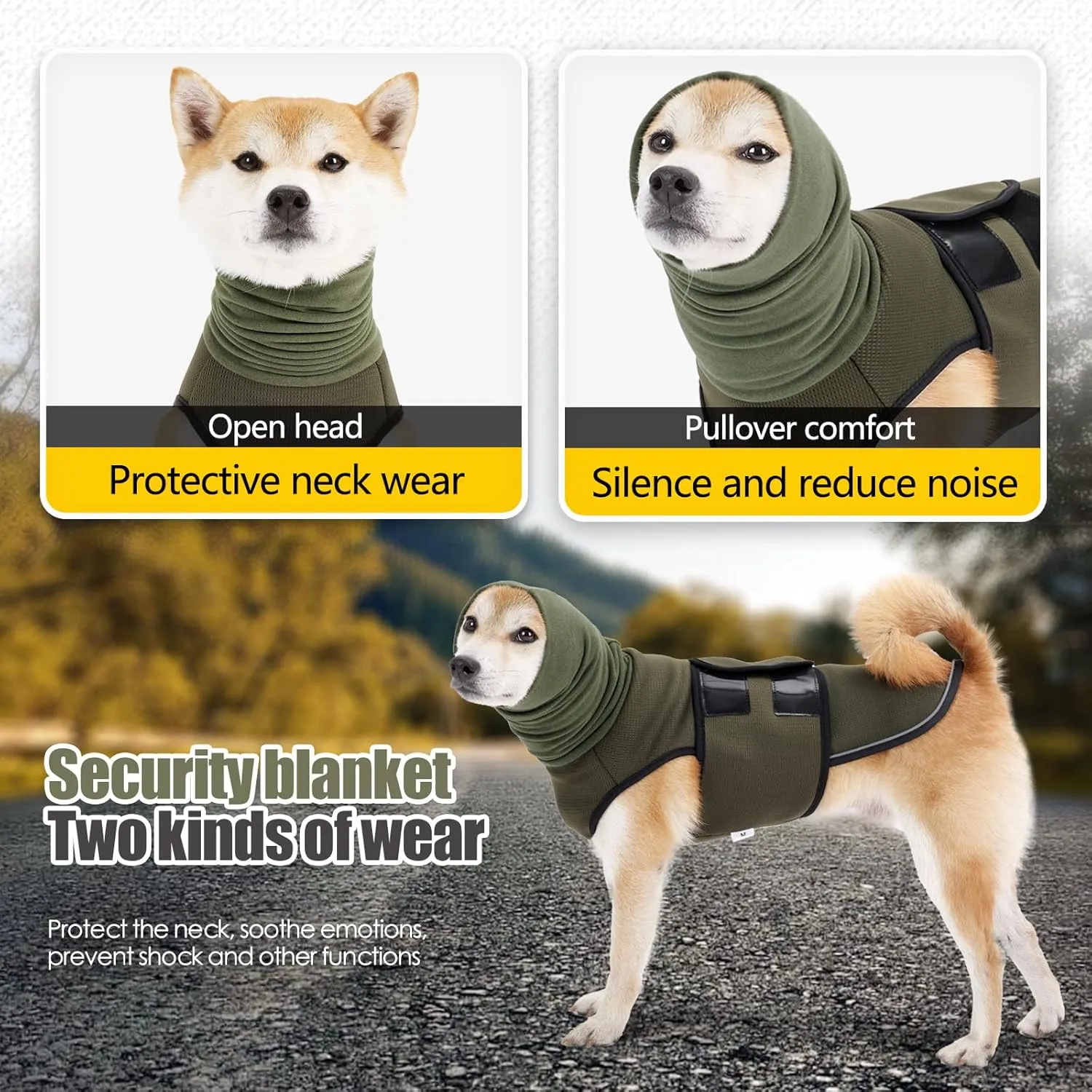 Soft Dog Anxiety Jacket,Breathable Dog Shirt,Anti Anxiety Vest for Dogs with High Collar,Pet Coat for Thunder, Fireworks and Separation,Green XXL
