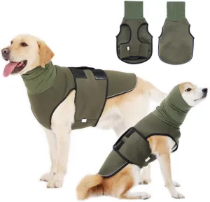 Soft Dog Anxiety Jacket,Breathable Dog Shirt,Anti Anxiety Vest for Dogs with High Collar,Pet Coat for Thunder, Fireworks and Separation,Green XXL