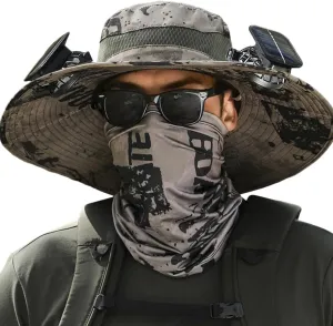 Solar Fan Hat, Women Men Wide Brim Sun Hats with 2 Solar Fan, UPF 50  Breathable Bucket Hat Outdoor Fishing Hat for Camping