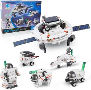 Solar Robot Kit for Kids Age 8-12, STEM Building Toys,6-in-1 Build Your Own Robot with Solar Panel & Battery Power, Science Educational Christmas Birthday Idea Gifts for Boy Age 8 9 10 11 12