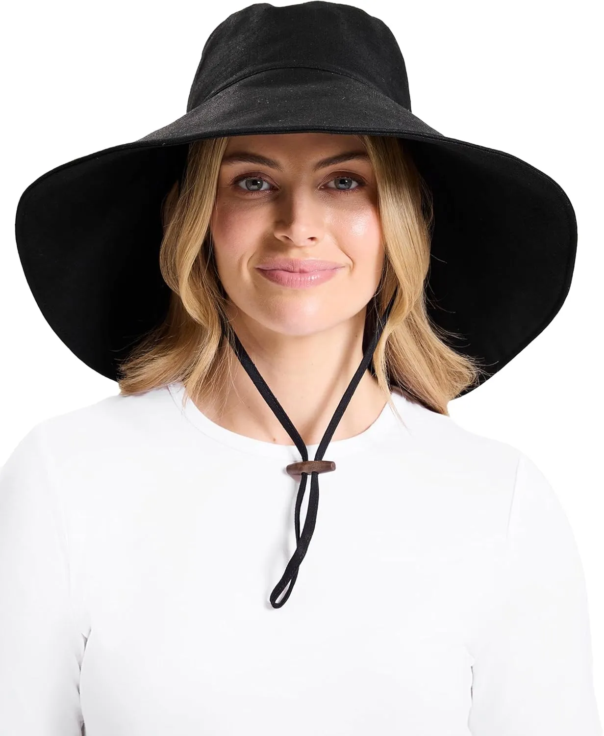 Solbari Women’s Ultra-Wide Cotton Linen Sun Hat UPF 50 , Packable, Adjustable with Ponytail Hole for Travel, Beach & Outdoors