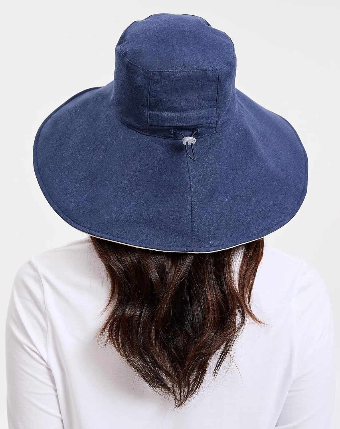 Solbari Women’s Ultra-Wide Cotton Linen Sun Hat UPF 50 , Packable, Adjustable with Ponytail Hole for Travel, Beach & Outdoors