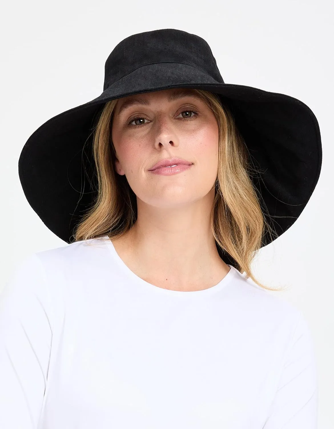 Solbari Women’s Ultra-Wide Cotton Linen Sun Hat UPF 50 , Packable, Adjustable with Ponytail Hole for Travel, Beach & Outdoors