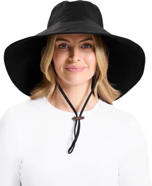 Solbari Women’s Ultra-Wide Cotton Linen Sun Hat UPF 50 , Packable, Adjustable with Ponytail Hole for Travel, Beach & Outdoors