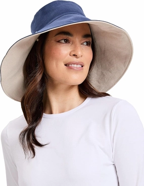 Solbari Women’s Ultra-Wide Cotton Linen Sun Hat UPF 50 , Packable, Adjustable with Ponytail Hole for Travel, Beach & Outdoors