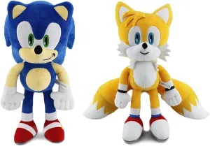 Sonic Plush Doll,The Hedgehog 2 The Movie Plush,Knuckles Sonic Plush Toy,Shadow Stuffed Animals Plush Pillow,Gift for Kids (2Pcs)