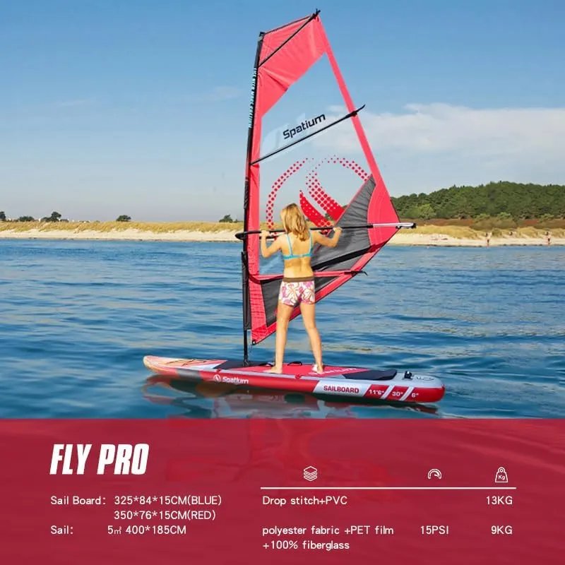 Spatium Paddleboard Sail Inflatable Windsurfing Board and Sail 5m²/6m² Inflatable Windsurf Sail with Sail Board for Newbie Friendly Windsurfer