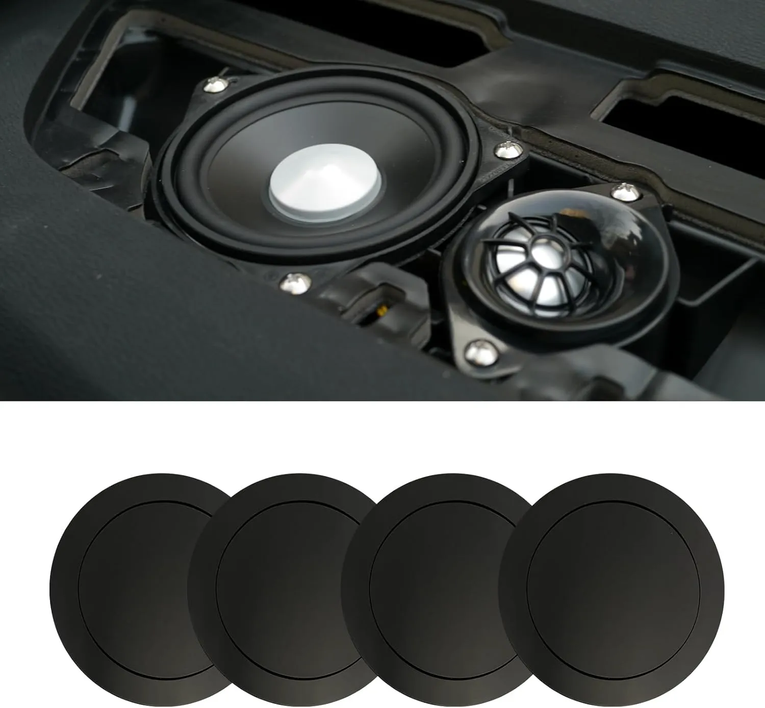 Speaker Foam Enhancer, 6.5" Self-Adhesive Speaker Noise Isolation Seal,5.53" X 7.67" Car Audio Bass Pads Universal for Cars (Black)