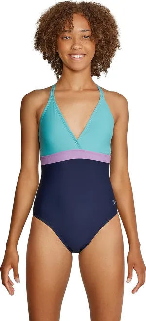 Speedo Women's Swimsuit One Piece Adjustable Crossback Contemporary Cut