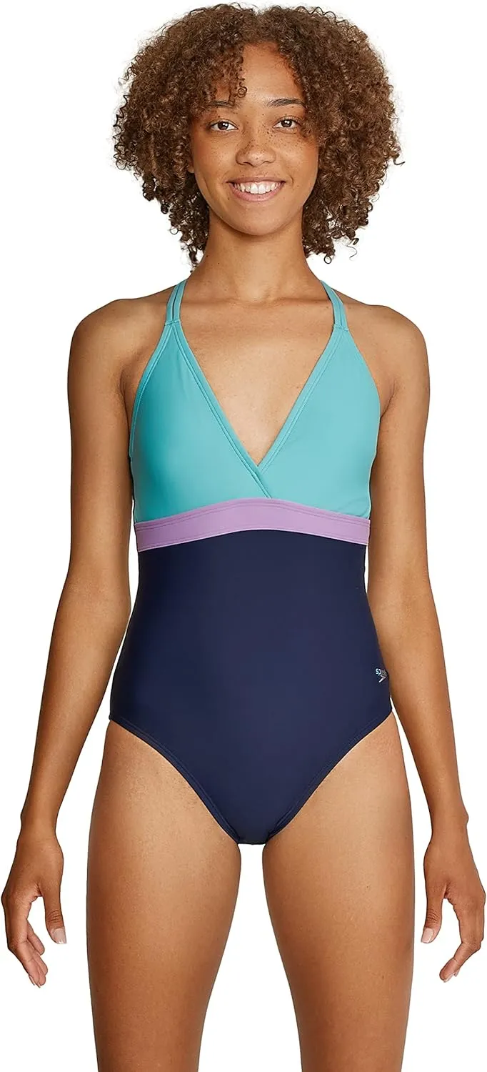 Speedo Women's Swimsuit One Piece Adjustable Crossback Contemporary Cut
