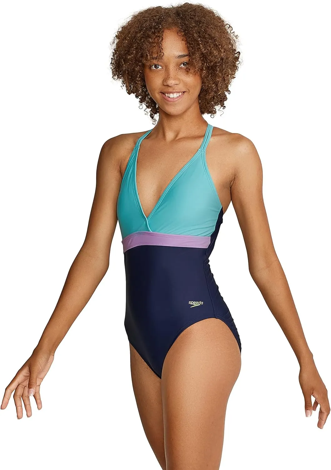 Speedo Women's Swimsuit One Piece Adjustable Crossback Contemporary Cut