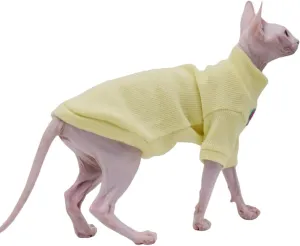 Sphynx Cat Clothes Autumn and Winter Thickened Warm Quilted Vest Shirt Hairless Cat Clothes Devon Cat Bottoming Shirt Pet Cat Clothes… (Small, Yellow)