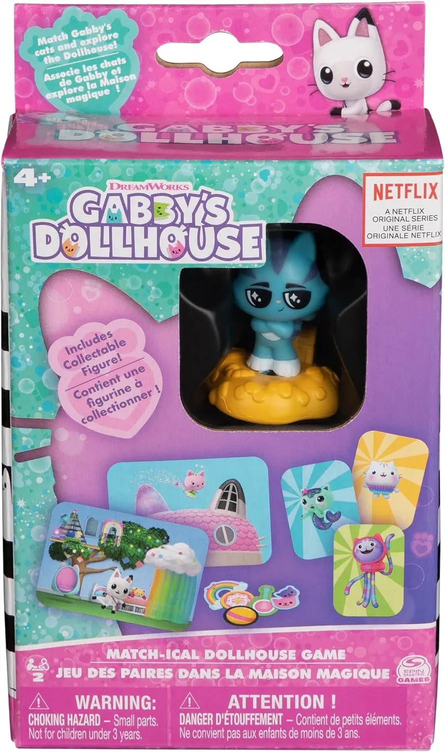 Spin Master Games Gabby's Dollhouse Match-ical Matching Game with Cards and CatRat Figure, in the popular Gabby's Dollhouse Preschool Series Design on Netflix, for 2 Players from 4