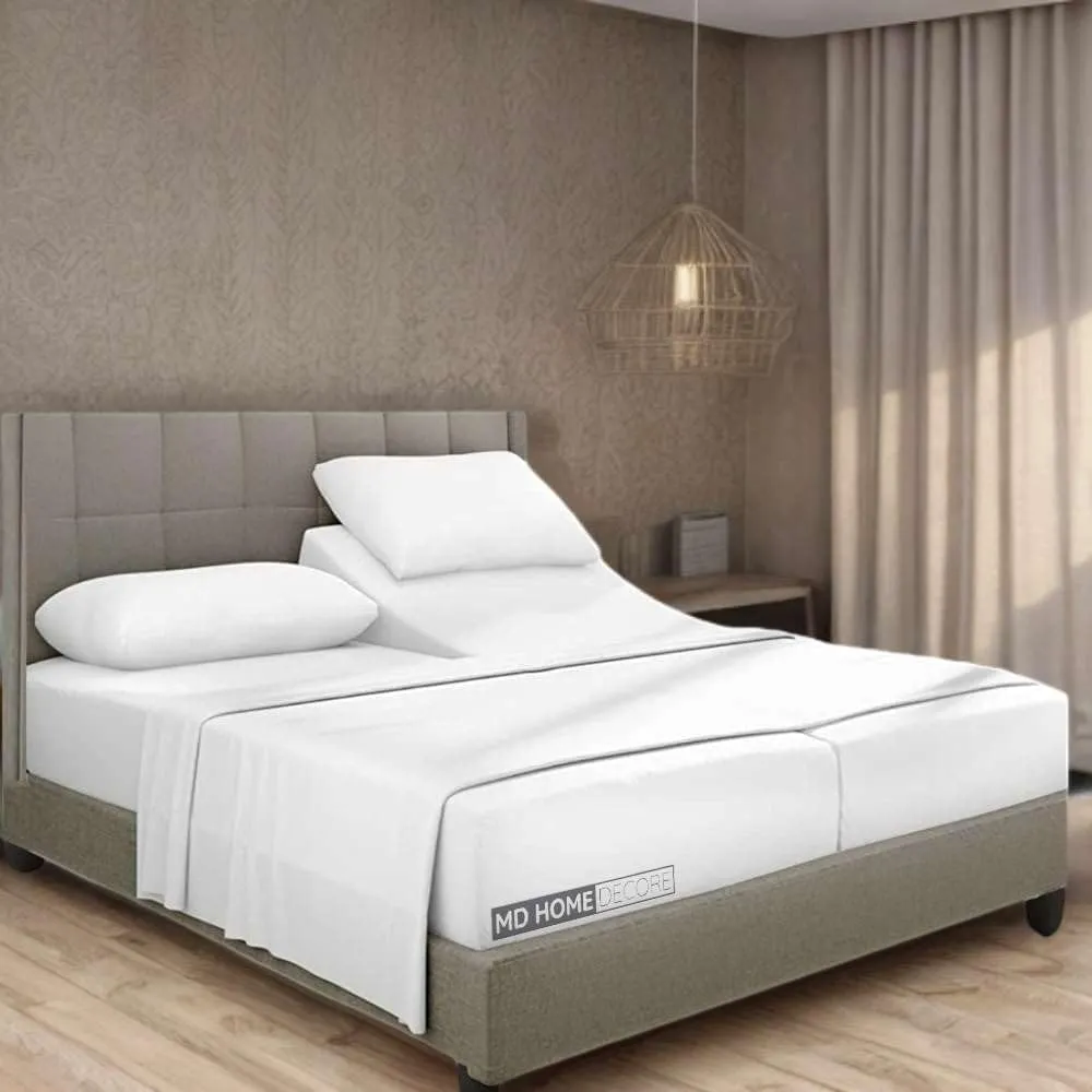 Split King Sheets Sets for Adjustable Bed - Sleep Number Sheets Split King Sheets - 5 PCs Adjustable Bed Sheets Split King - Giza Cotton Sheets - 2 Twin XL Fitted Sheet Split King (White)