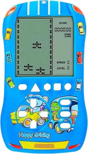 Sports Car Appearance Block Game Console Big Screen Built-in 23 Brick Games 824 Modes Adjustable Speed/Difficulty 70s/80s/90s Handheld Game Decice Kids/Teens/Birthdays (Blue)