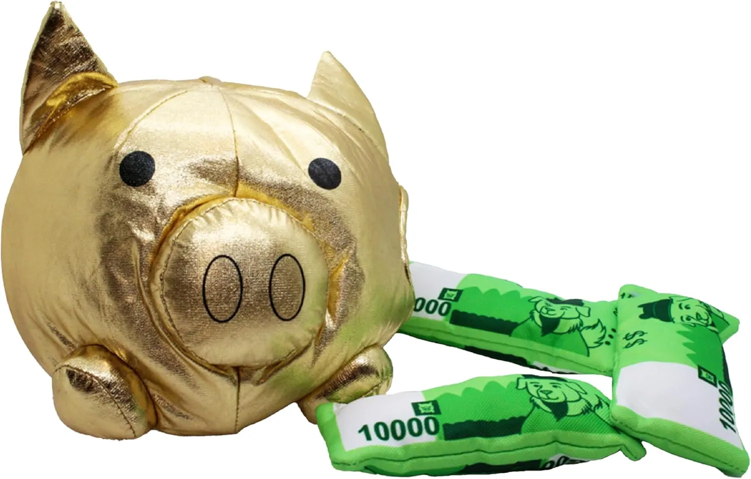 Squid Game Official Merchandise | Plush Toys for Dogs | Gold Nesting Bank with Green Play Money | Interactive Play Toy for Indoor Fun